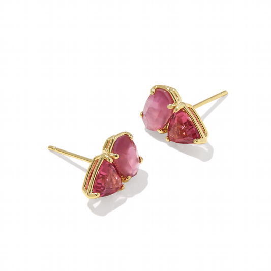 Tatum Stud Earrings Gold Pink Mix