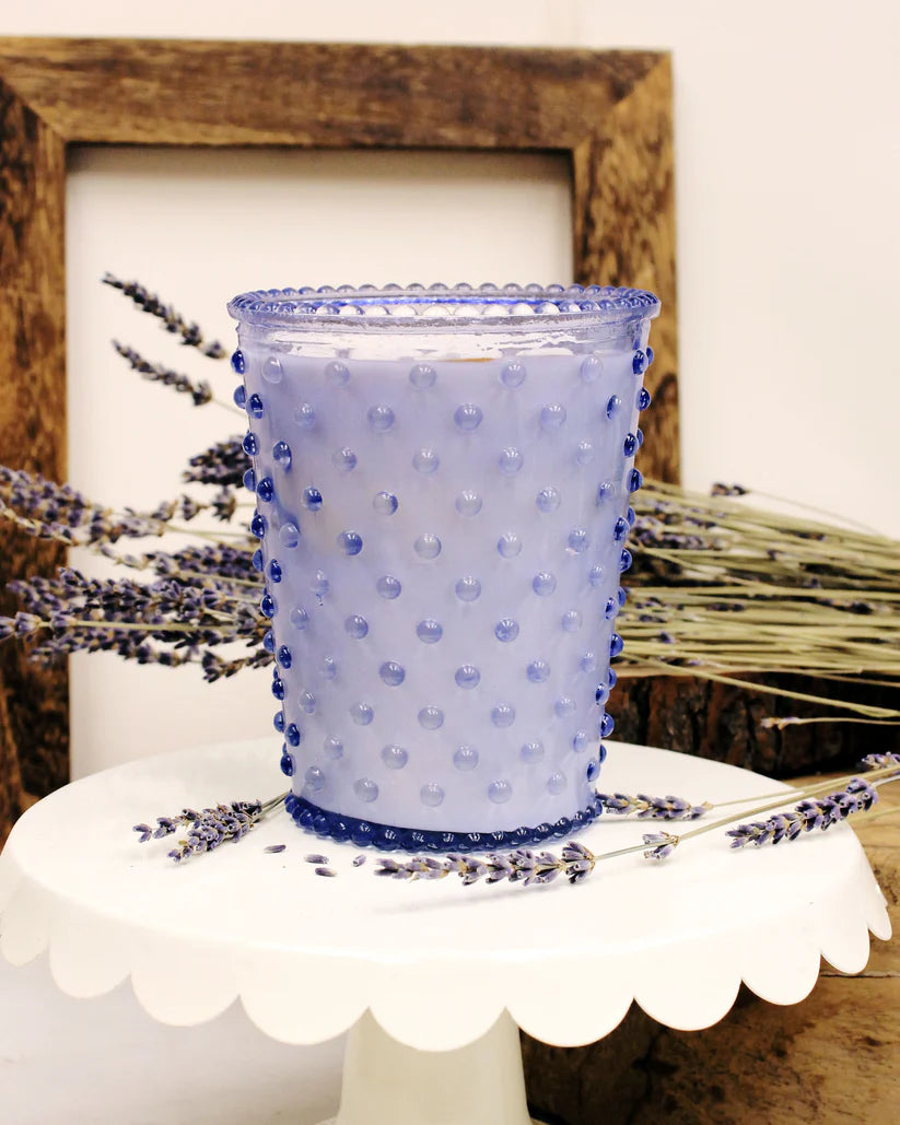 Lavender Hobnail Glass Candle