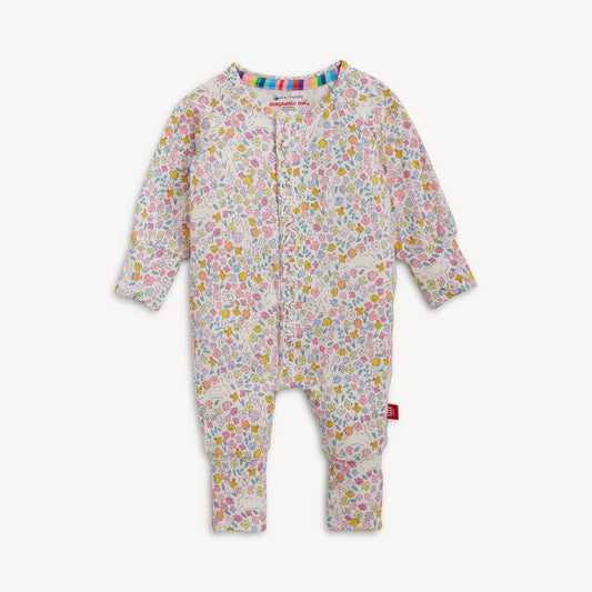 Bunny Blossom Modal Magnetic Grow With Me Ruffle Convertible Coverall