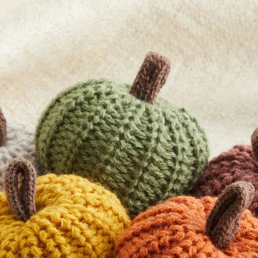 Green Colorful Knit Pumpkin Mini