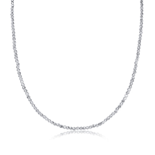 15" Choker Bright Silver Faceted Hematite 2mm Bead