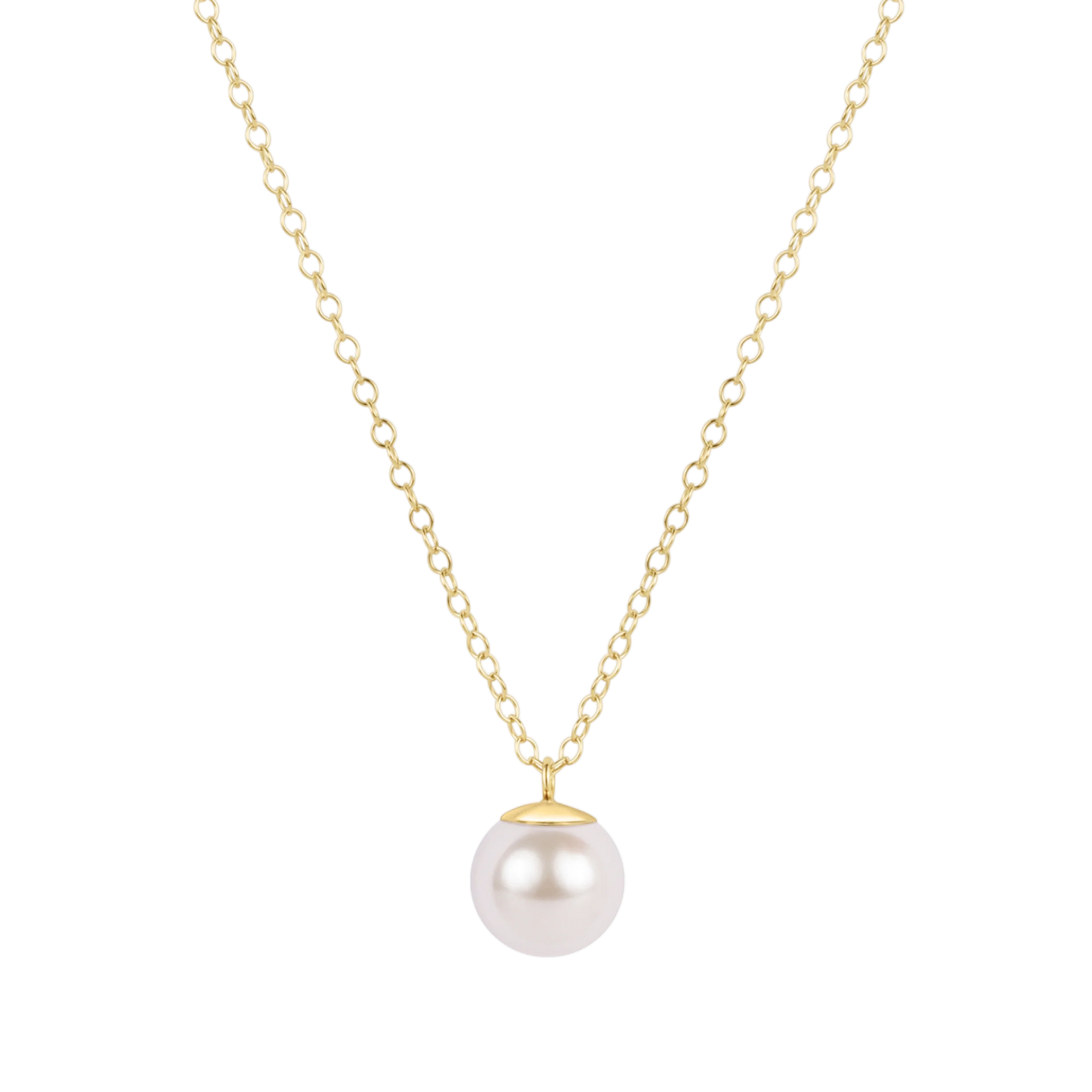 16" Necklace Gold Classic Pearl 10mm Charm