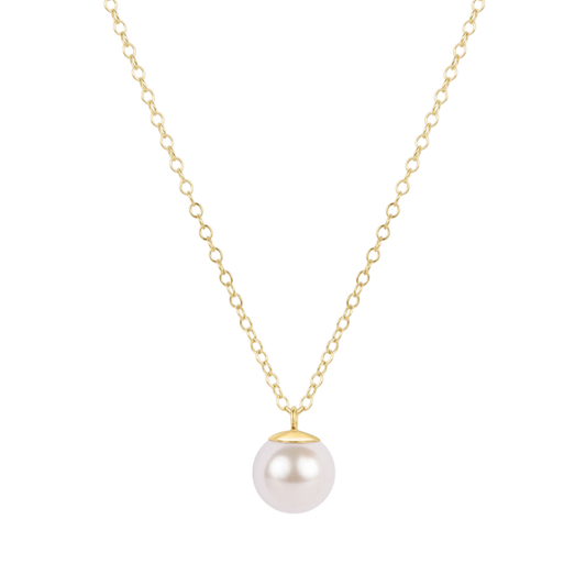 16" Necklace Gold Classic Pearl 10mm Charm