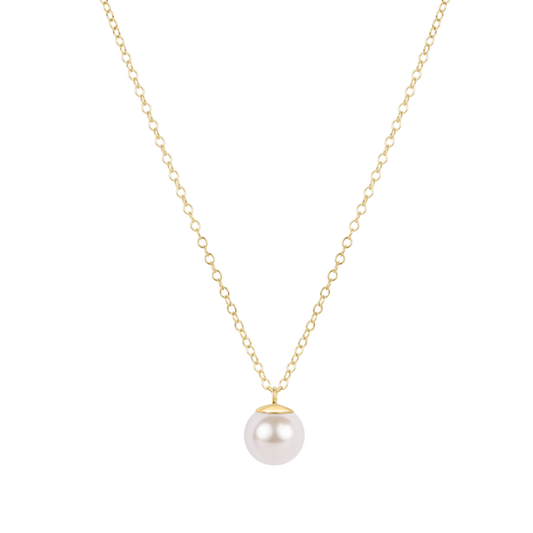 16" Necklace Gold Classic Pearl 8mm Charm