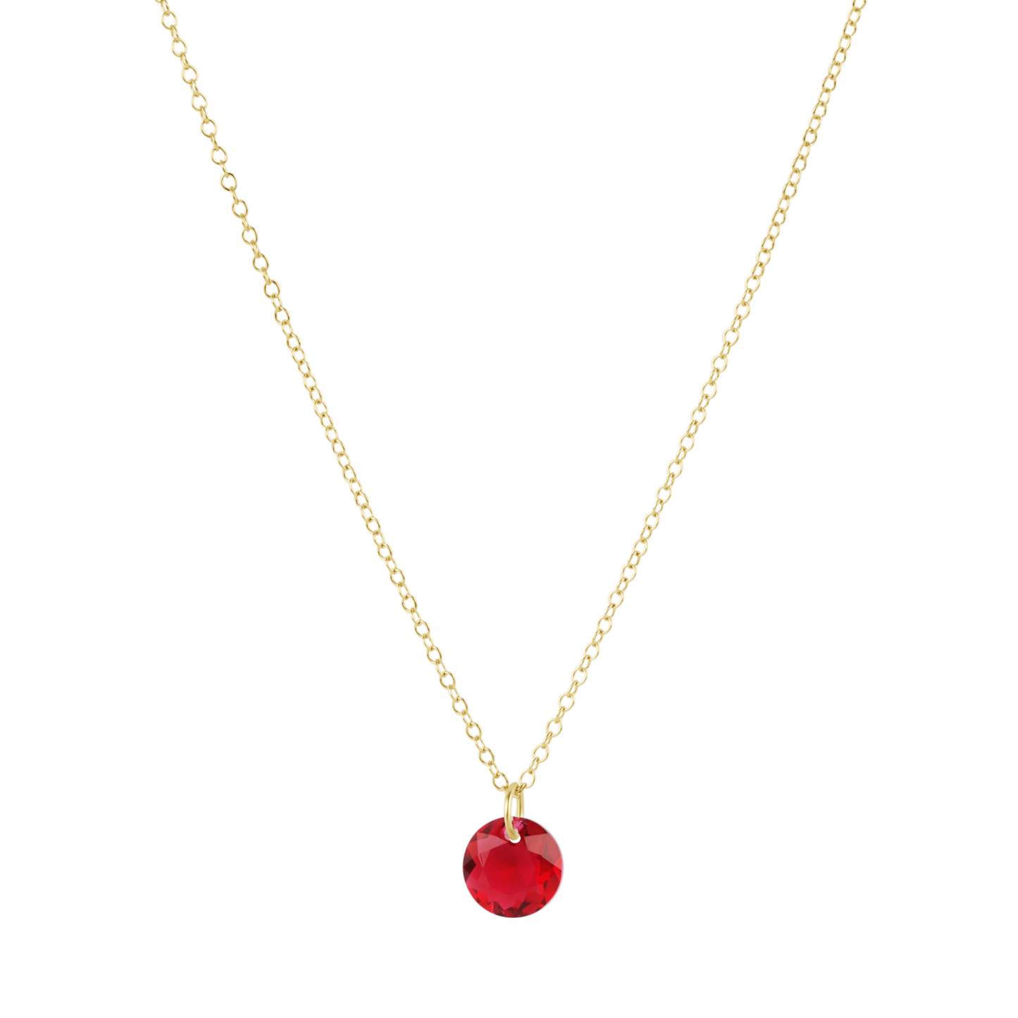 16" Necklace Gold Reflection Small Charm Ruby