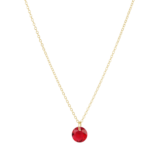 16" Necklace Gold Reflection Small Charm Ruby