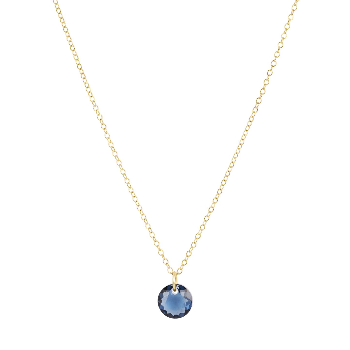 16" Necklace Gold Reflection Small Charm Sapphire