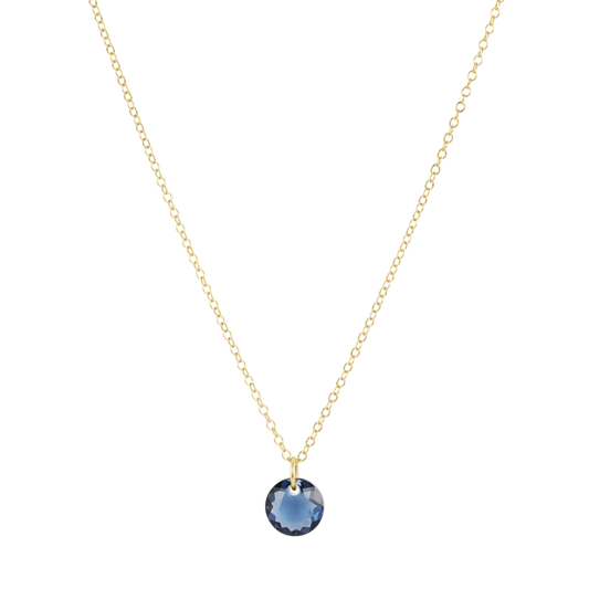 16" Necklace Gold Reflection Small Charm Sapphire