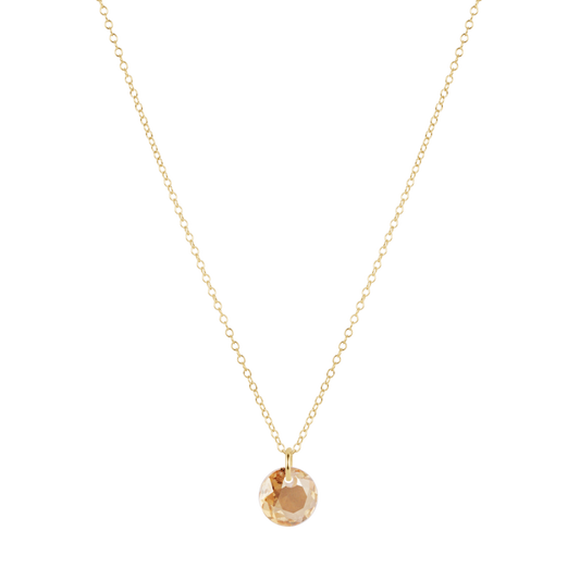 16" Necklace Gold Reflection Small Charm Topaz