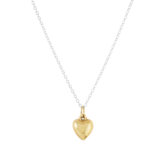 16" Necklace Mixed Metal Love Plush Small Gold Charm