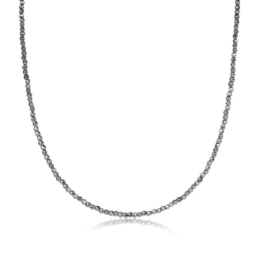 17" Choker Silver Faceted Hematite 2mm Bead