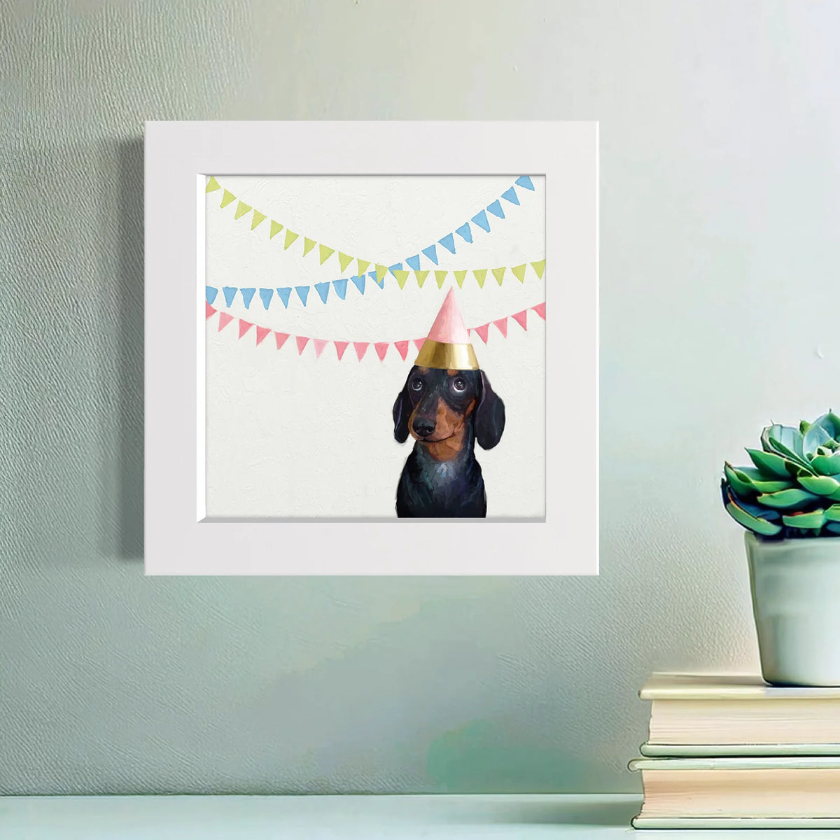 Party Doxie Happy Square Art