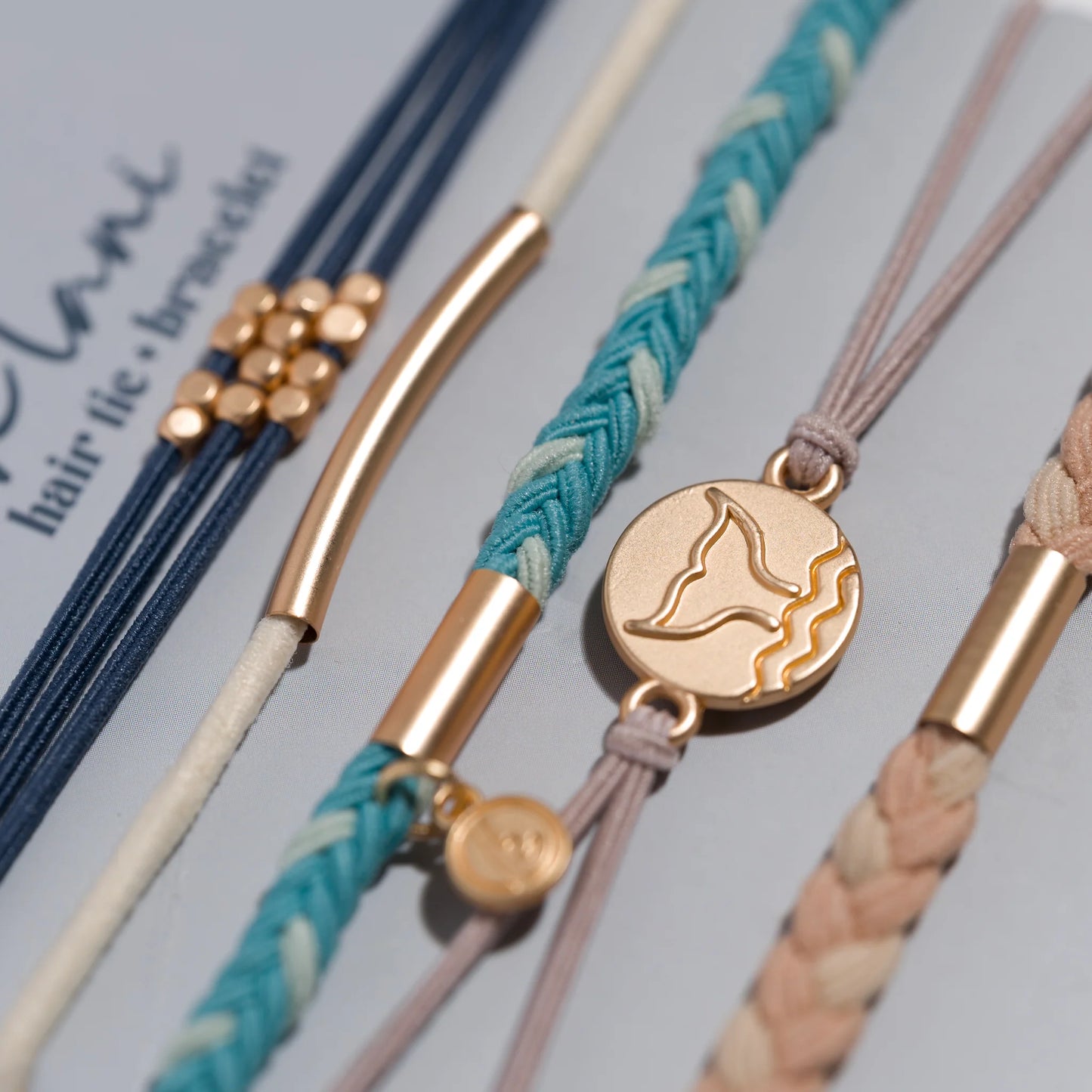 Protect Whale Ocean Hair Tie Bracelet Set