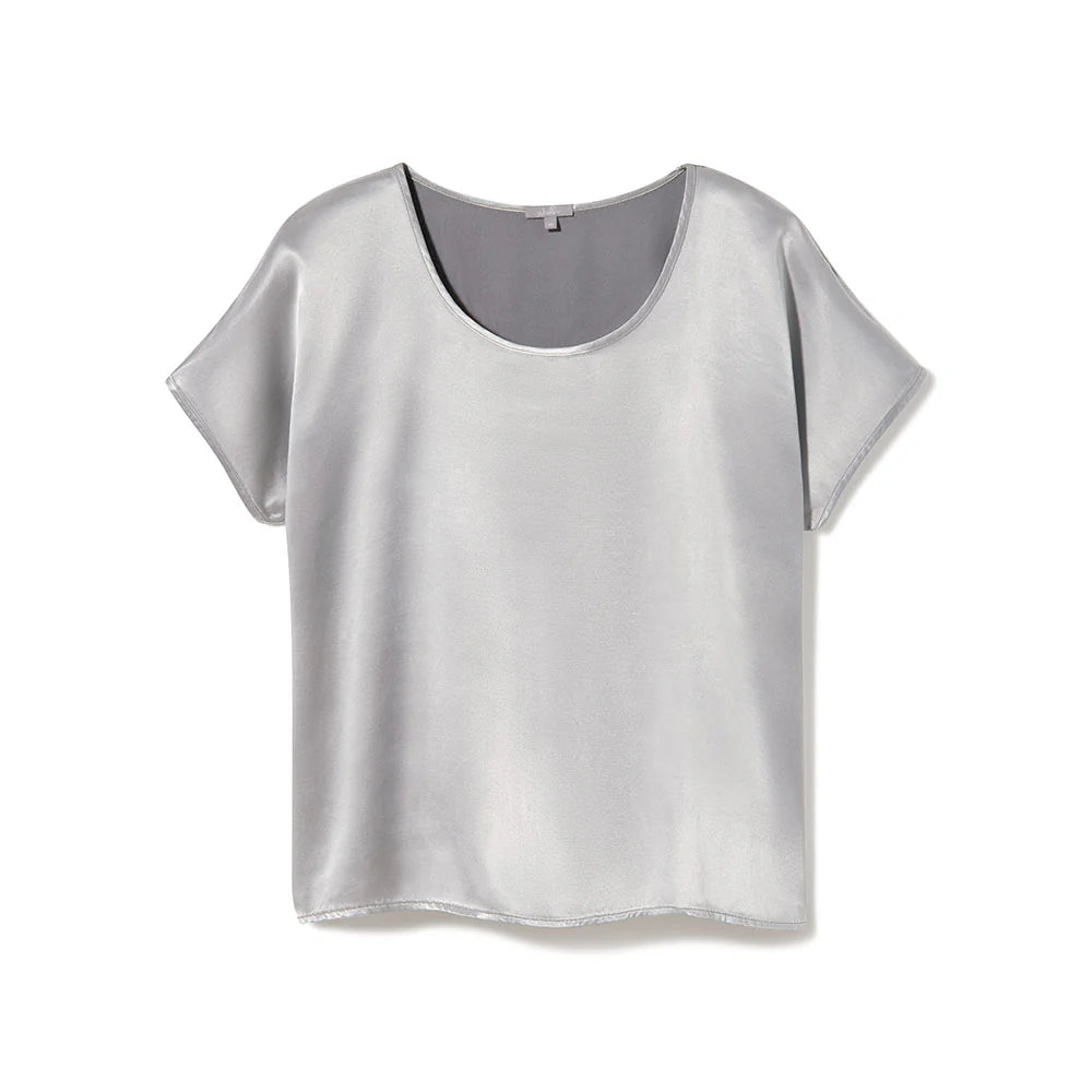 Roxxy Satin Boxy Tee Dark Silver