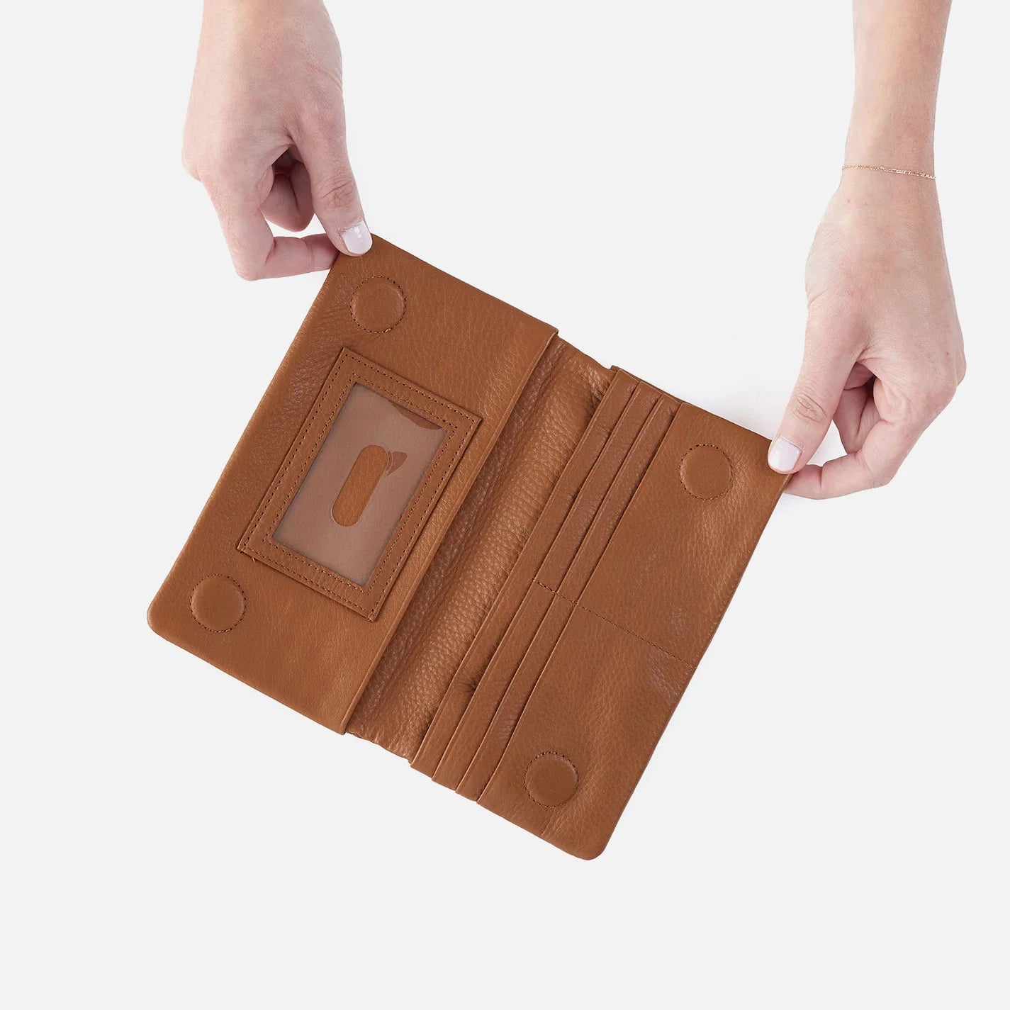 Lumen Continental Wallet Pebbled Leather Warm Honey