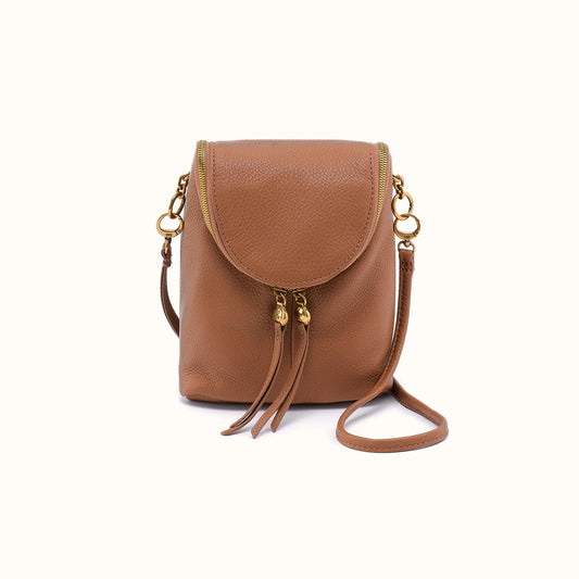 Fern Timber Brown Duo Crossbody in Pebbled Leather