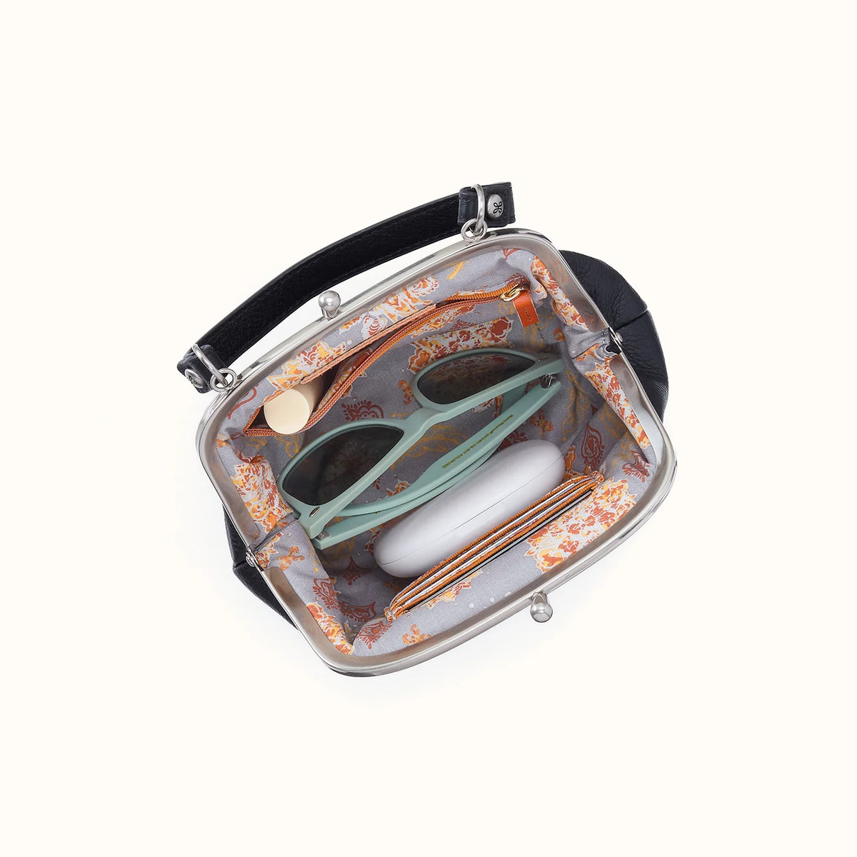 Alba Black Frame Crossbody Pebbled Leather