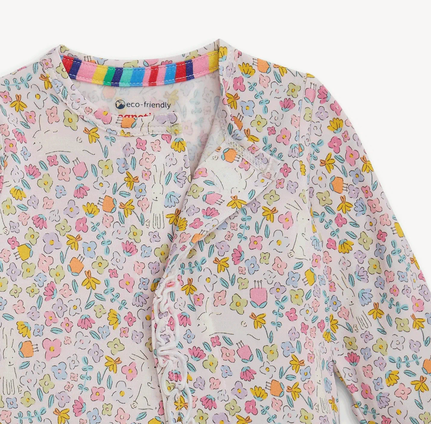 Bunny Blossom Modal Magnetic Grow With Me Ruffle Convertible Coverall