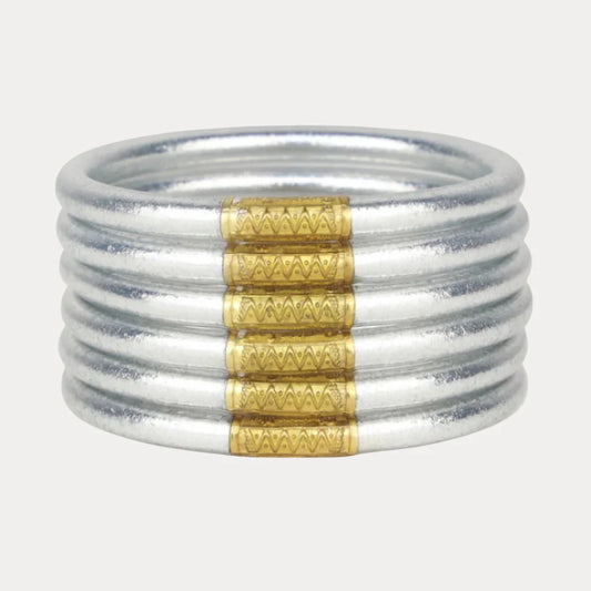 Silver All Weather Bangles Set of 6 Serenity Prayer