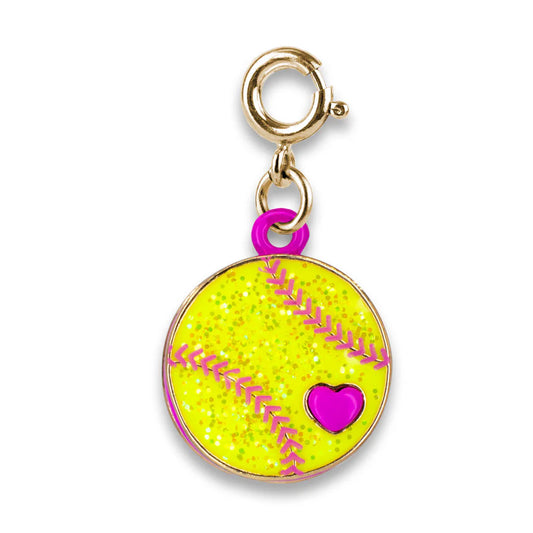 Gold Glitter Softball Charm