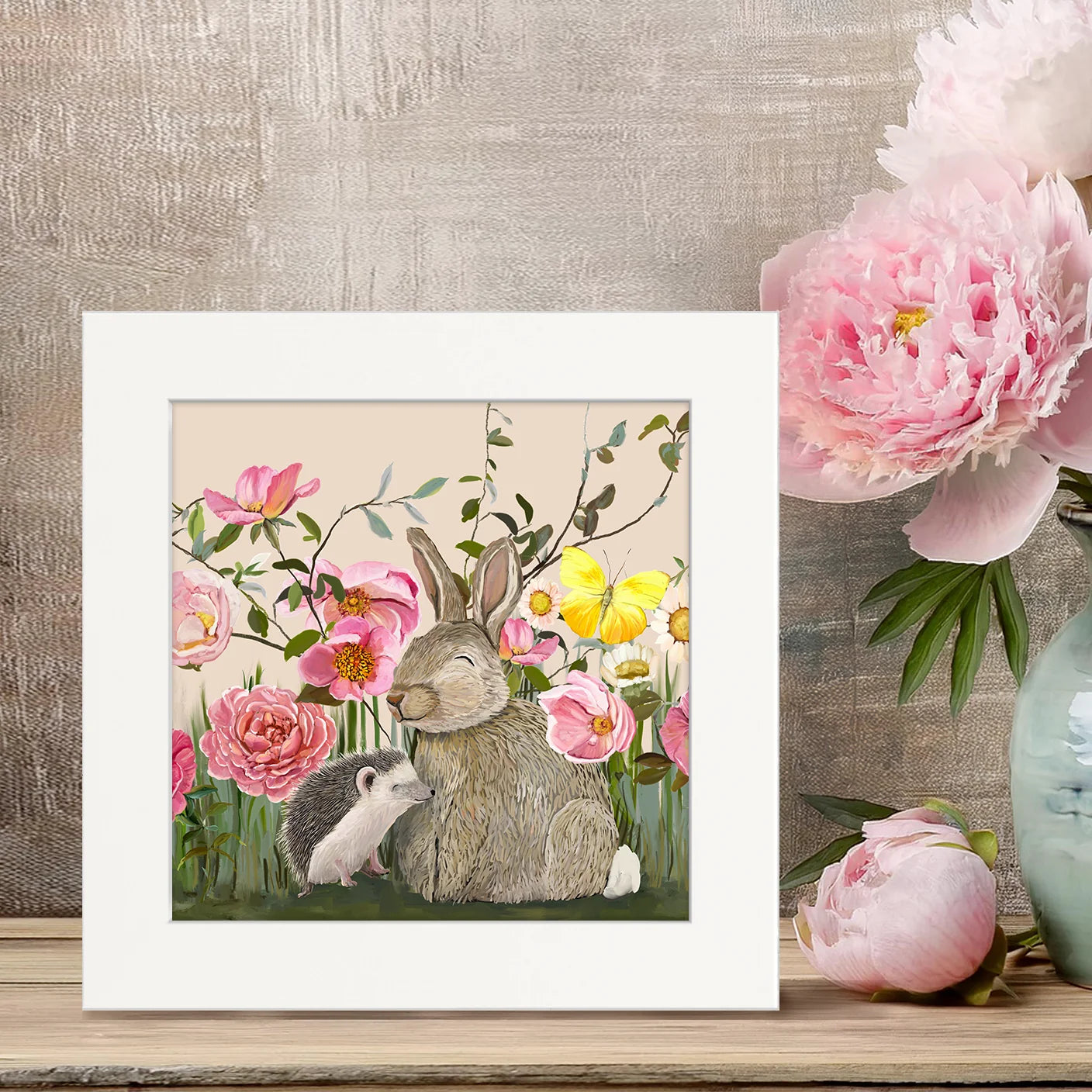 Springtime Friends - Hedgie and Bun Happy Square Art