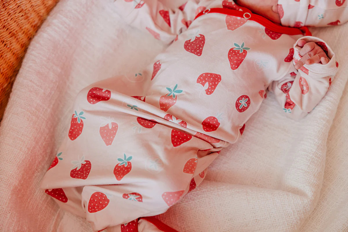 Newborn Knotted Gown Strawberry