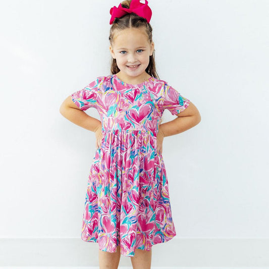 Sweetheart Scribble S/S Pocket Twirl Dress