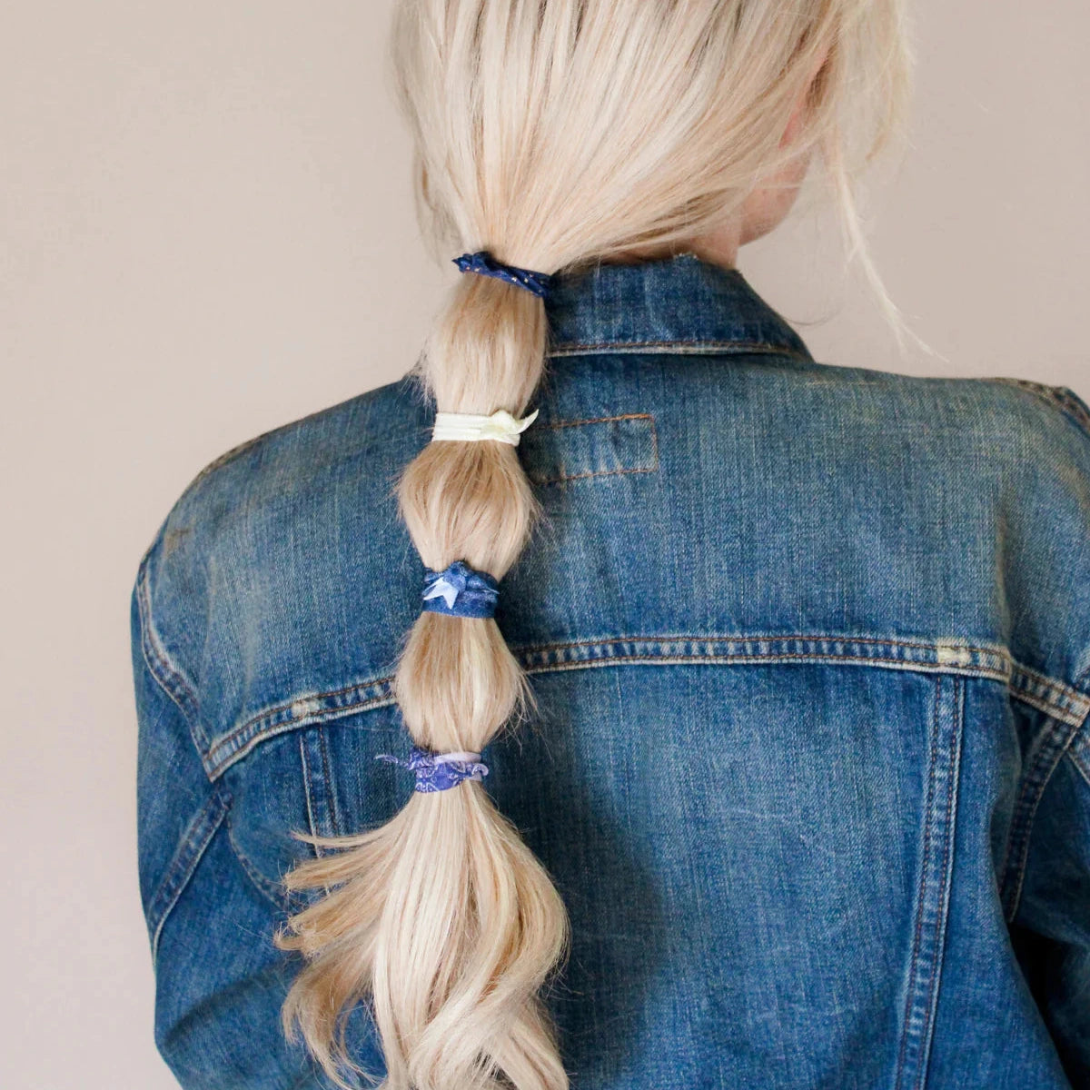 8-Pack Skinny Hair Ties Indigo Ink