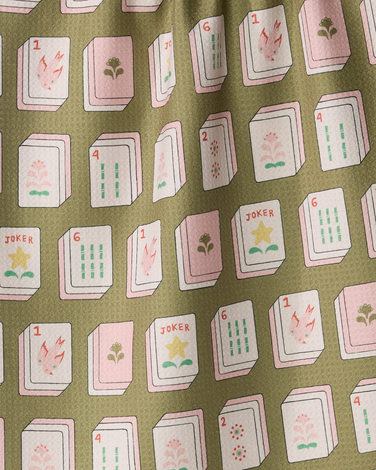Flowers Tiles Mahjong Green Tea Towel