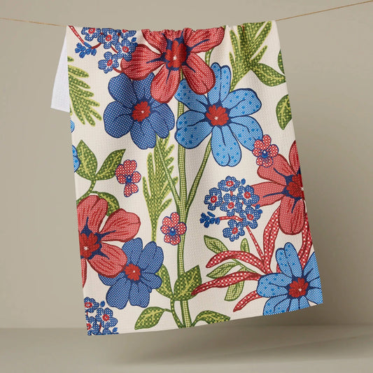 Plaid Floral Tea Towel