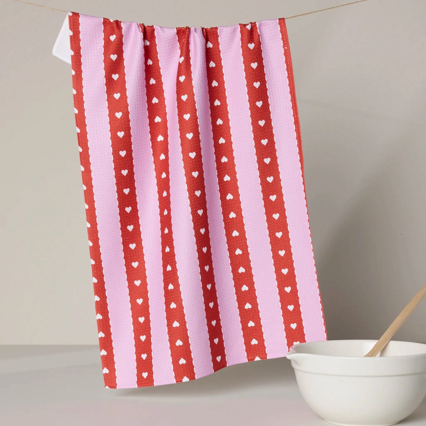 Ribbon Hearts Tea Towel