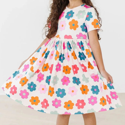Retro Floral S/S Pocket Twirl Dress