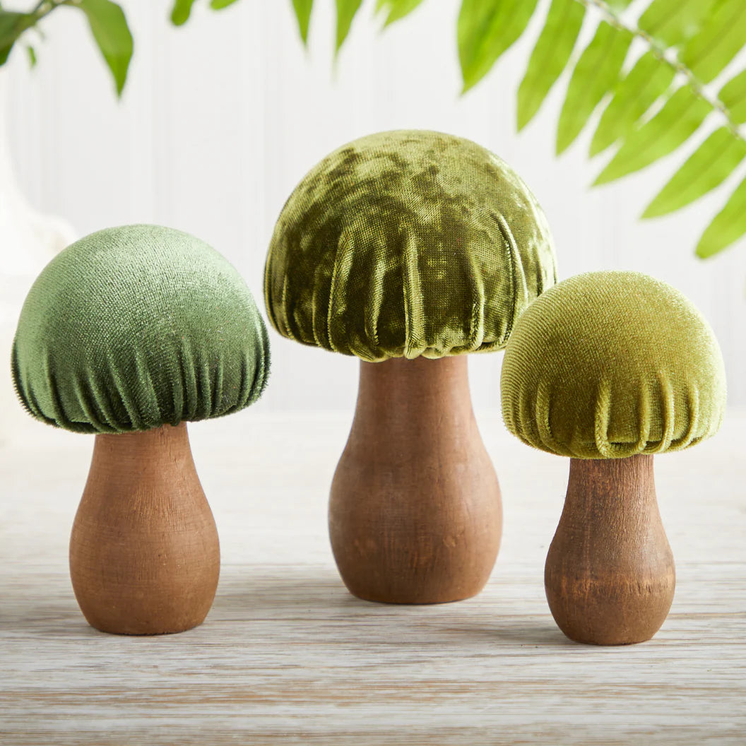 Mushroom Green Set of 3 Velvet