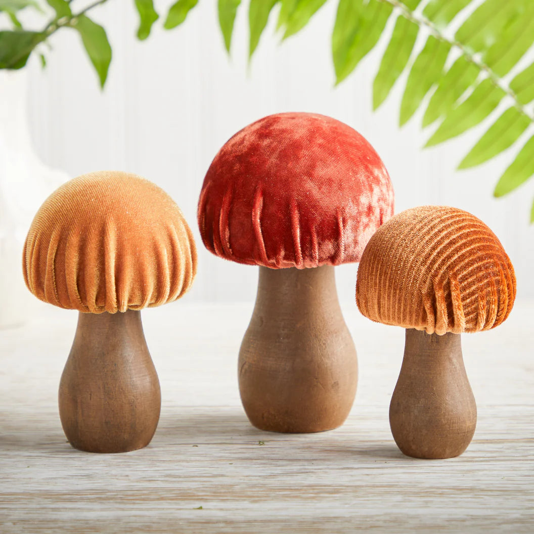 Mushroom Rust  Set of 3 Velvet