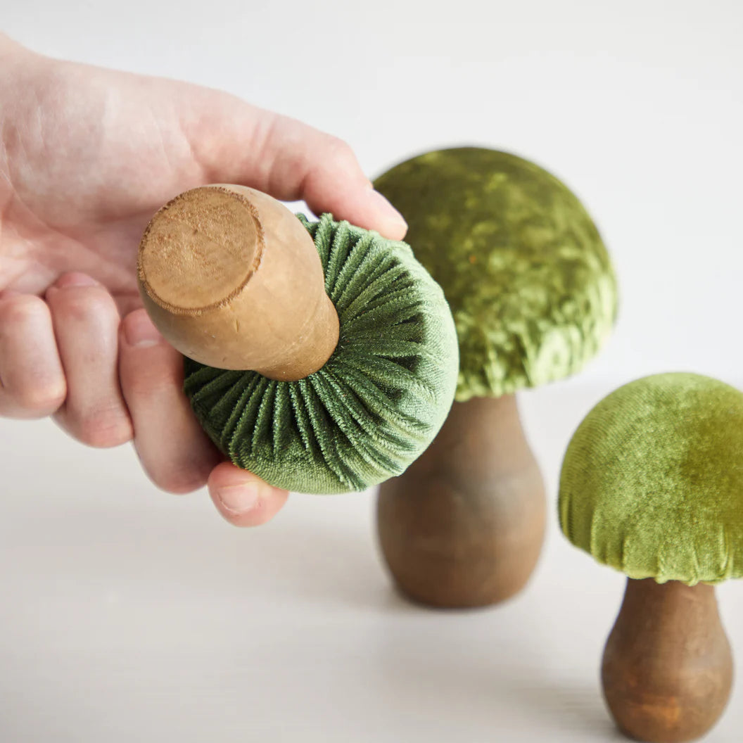 Mushroom Green Set of 3 Velvet