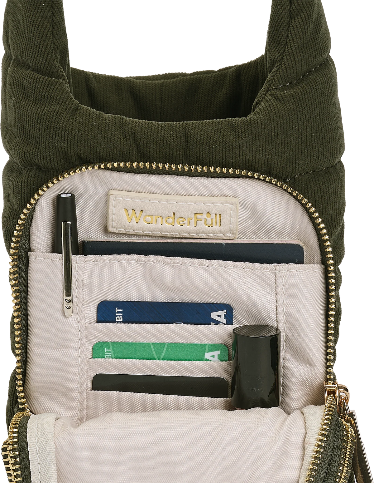 Forest Green Corduroy HydroBag® with Gold Hardware