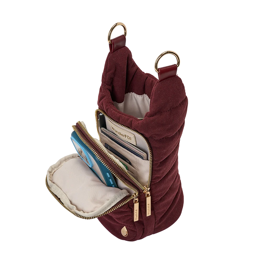 Red Wine Corduroy HydroBag® with Gold Hardware