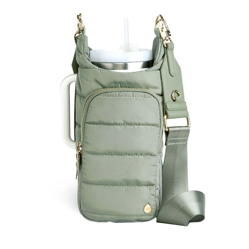 HydroBag Handle Sage Green with Solid Vegan Leather Trimmed Strap