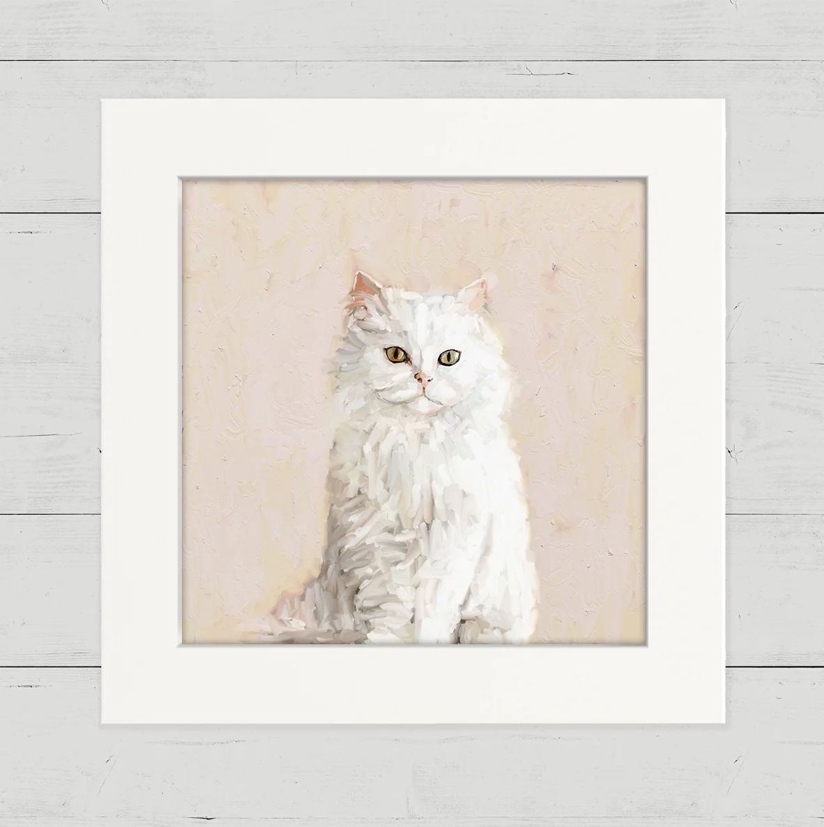 White Persian Cat Happy Square Art
