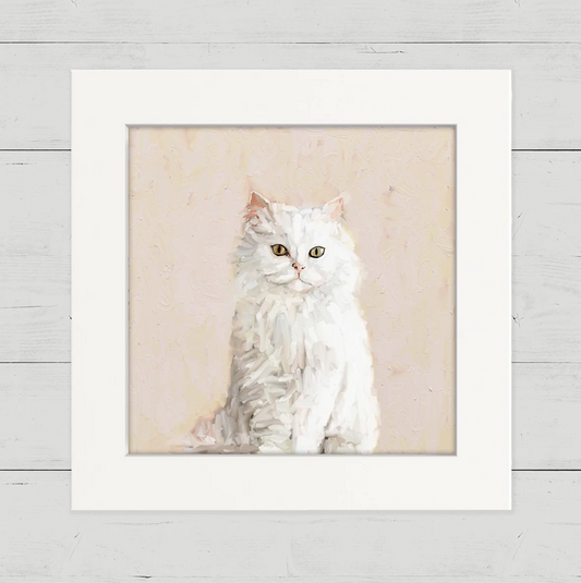 White Persian Cat Happy Square Art