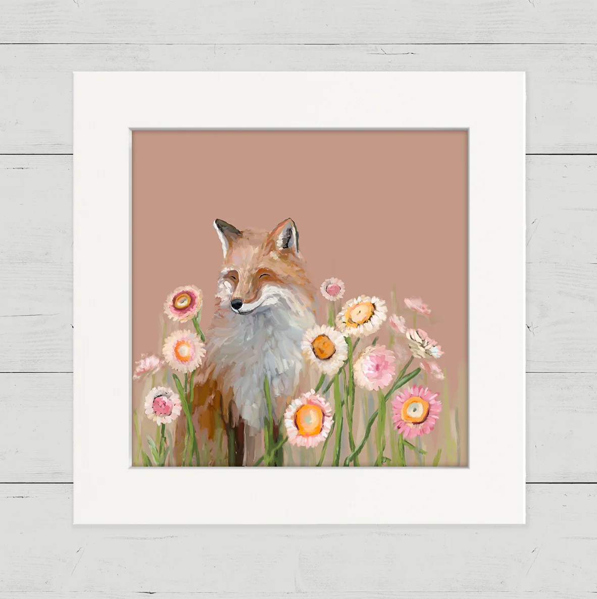 Wildflower Fox Happy Square Art