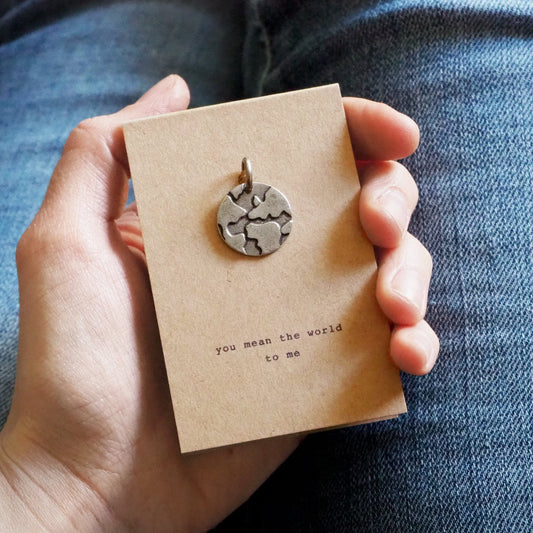 Pewter Stainless Steel Charm You Mean the World to Me