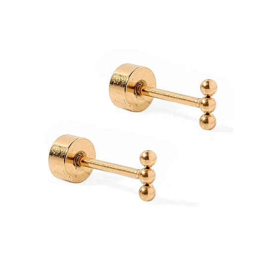 Micro Tally Gold Screwback Stud Earrings