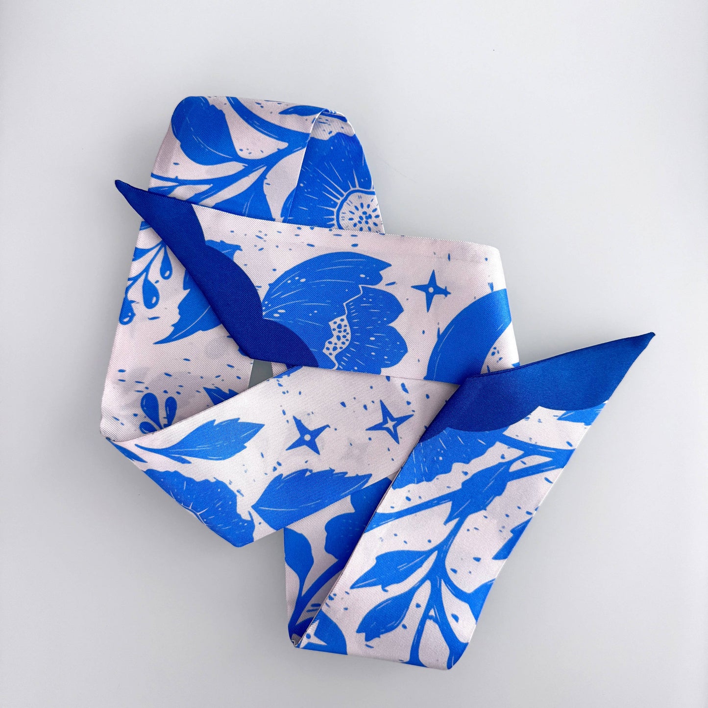 Moonlit Blooms Skinny Silk Scarf