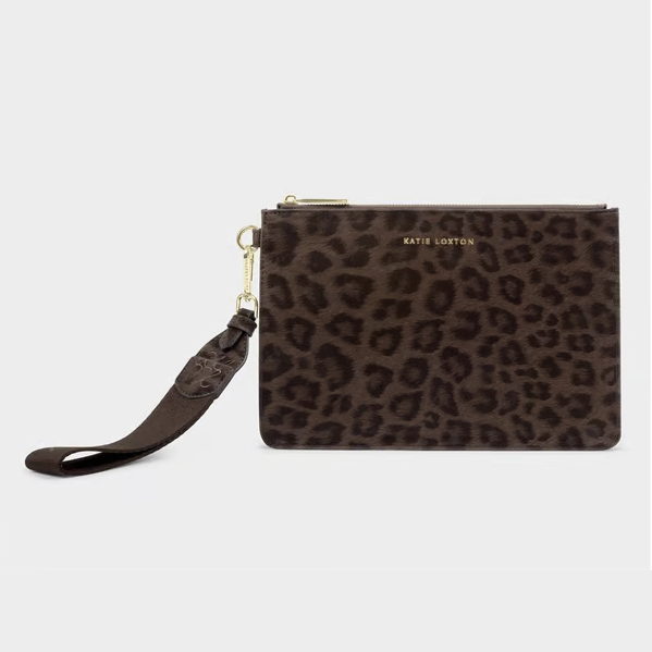 Lottie Chocolate Leopard Wristlet