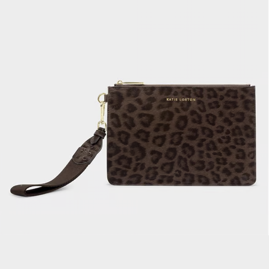 Lottie Chocolate Leopard Wristlet