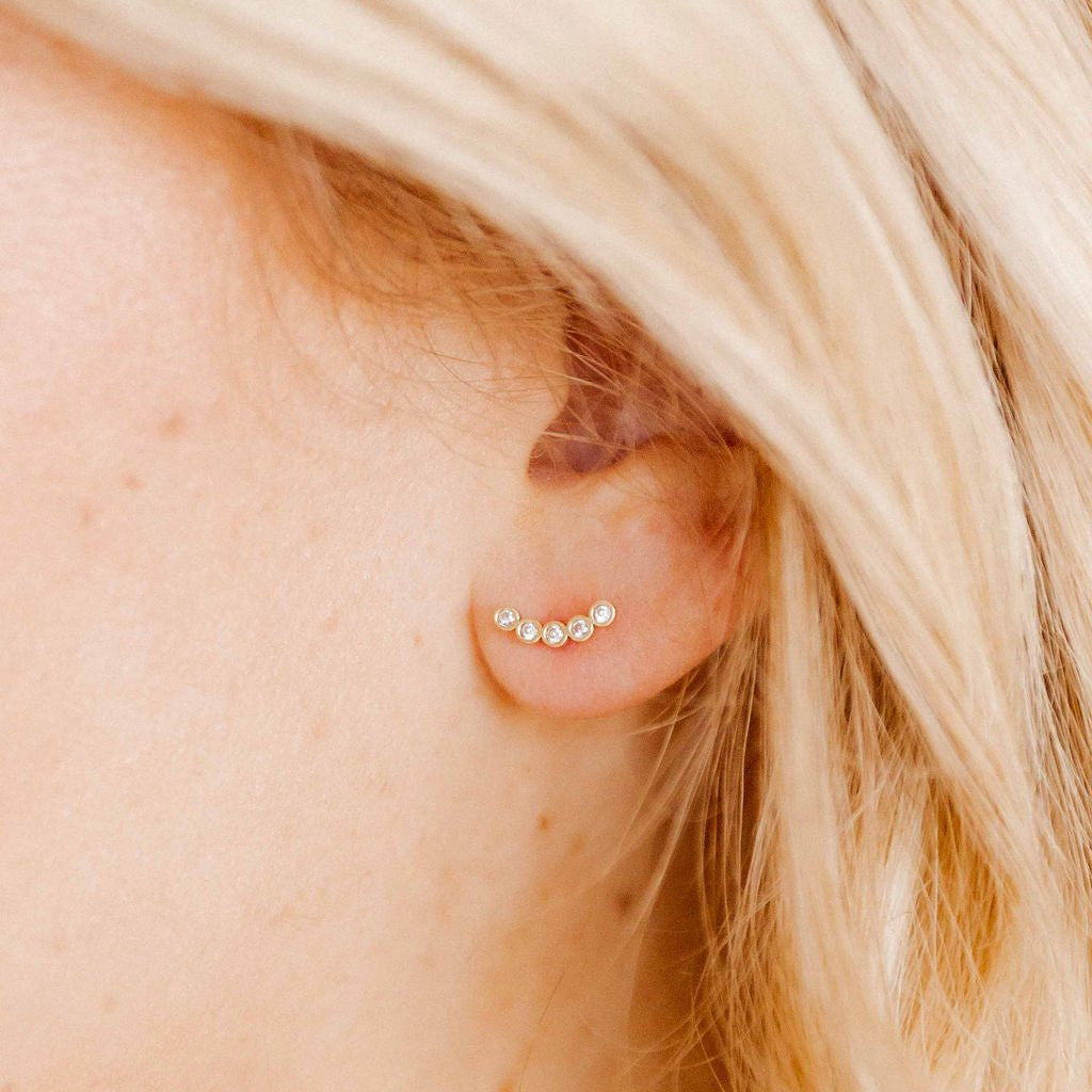 Abigail Sparkle Gold Screwback Stud Earrings