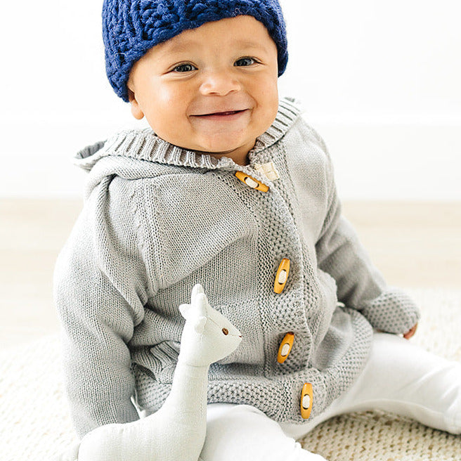 Grey Baby Knit Hoodie