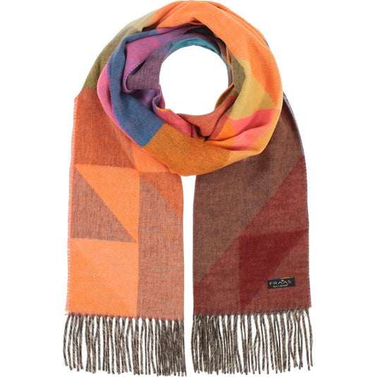 Geometric Colorblock Cashmink Scarf Orange/Pink