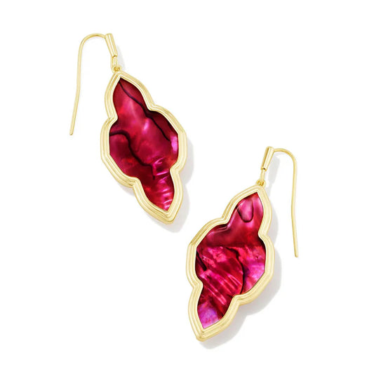 Abbie Drop Earrings Gold Light Burgundy Illusion